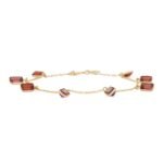 14K Solid Gold Natural Garnet Charm Bracelet - Image 6