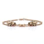 14K Solid Gold Emerald Panther Bracelet - Image 4