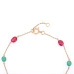 14K Solid Gold Ruby and Emerald Gemstone Bracelet - Image 5
