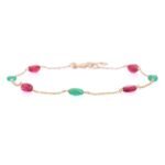 14K Solid Gold Ruby and Emerald Gemstone Bracelet - Image 4