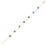 14K Solid Gold Ruby Emerald and Blue Sapphire Gemstone Bracelet - Image 2