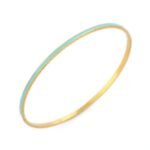 14K Solid Gold Turquoise Enamel Gold Bangle - Image 3
