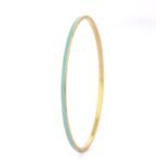 14K Solid Gold Turquoise Enamel Gold Bangle - Image 4