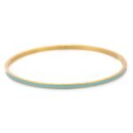 14K Solid Gold Turquoise Enamel Gold Bangle - Image 5
