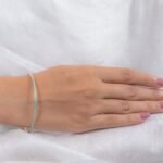 14K Solid Gold Turquoise Enamel Gold Bangle - Image 2