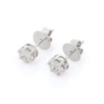 14K White Gold Diamond Studs Earrings - Image 2