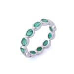 18K Solid Gold Emerald Eternity Band - Image 2