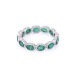 18K Solid Gold Emerald Eternity Band - Image 4