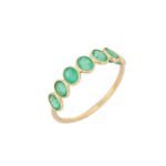 18K Solid Gold Emerald Half Eternity Band - Image 2