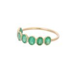 18K Solid Gold Emerald Half Eternity Band - Image 3