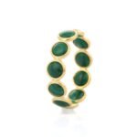 14K Solid Gold Malachite Eternity Band - Image 4