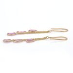 18k Solid Gold Pink Sapphire Dangle Earrings - Image 3