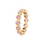 14K Solid Gold Pink Sapphire Eternity Band - Image 4