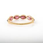 14K Solid Gold Pink Tourmaline Half Eternity Band - Image 5