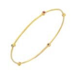 18k Solid Gold with Multi Gemstone Bangle - Image 6