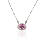 18k Solid Gold Pink Sapphire Pendant Necklace