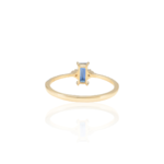 14K Solid Gold Baguette Shape Blue Sapphire and Diamond Ring - Image 4