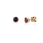 18k Solid Gold Round Garnet Studs - Image 3