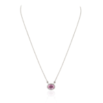 18k Solid Gold Pink Sapphire Pendant Necklace - Image 3