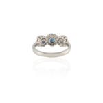 18K Solid Gold Sapphire & Diamond Trinity Ring - Image 5