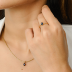 14K Solid Gold Blue Sapphire Combo Jewelry Set - Image 3