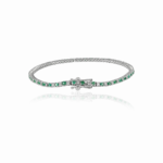 18k Solid Gold Emerald Diamond Sleek Bracelet - Image 3