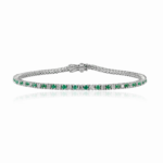 18k Solid Gold Emerald Diamond Sleek Bracelet