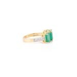 18K Solid Gold Trillion Emerald Diamond Wedding Ring - Image 4