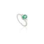 14K Solid Gold Emerald Diamond Statement Ring - Image 3