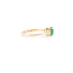 18K Solid Gold Emerald & Diamond Three-Stone Engagement Ring - Image 5
