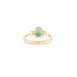 18K Solid Gold Emerald & Diamond Three-Stone Engagement Ring - Image 8