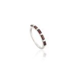 14K Solid Gold Baguette Cut Garnet Half Eternity Band - Image 3