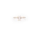 18K Solid Gold Baguette Cut Moonstone Statement Ring