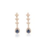 18k 純金藍寶石鑽石吊墜耳環