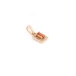 14K Solid Gold Orange Sapphire Diamond Halo Pendant - Image 3