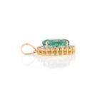 14K Gold Emerald Halo Diamond Pendant - Image 4