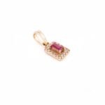 14K Solid Gold Ruby Halo Diamond Pendant - Image 3