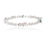 18k Solid Gold Magnificent Emerald & Diamond Tennis Bracelet - Image 3
