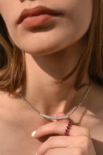 14k Solid White Gold Natural Diamond Chain Necklace - Image 6