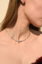 14k Solid White Gold Natural Diamond Chain Necklace - Image 3