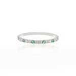 18K Solid Gold Emerald Diamond Eternity Band