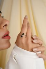 18K Solid Gold Green Tourmaline Two Stone Ring - Image 4