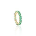 18K Solid Gold Cushion Cut Emerald Band - Image 3