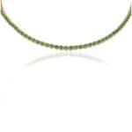 14K Solid Gold Round Cut Emerald Tennis Necklace - Image 3