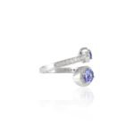 14K Solid Gold Tanzanite Diamond Bypass Ring - Image 3