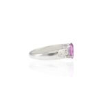 14K Solid Gold Pink Sapphire & Diamond Ring - Image 3