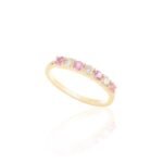14K Solid Gold Pink Sapphire Half Eternity Band - Image 2
