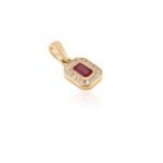 14K Solid Gold Ruby Halo Diamond Pendant - Image 3