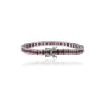 18k Solid Gold Ruby Diamond Tennis Bracelet - Image 2