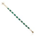 14K Solid Gold Octagon Emerald Diamond Tennis Bracelet - Image 3